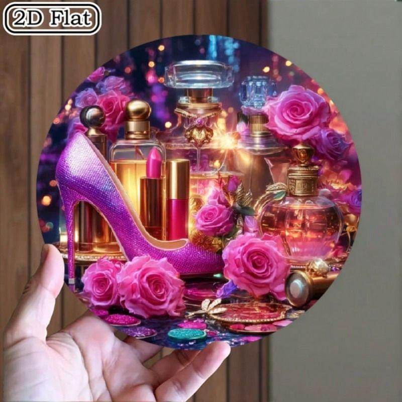 

Metal Wall Art High Heel Chic Round Poster for Bar
