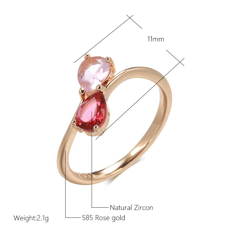 Kienl New Red With Pink Natural Zircon Rings For Women  Rose Gold Simple Slim Romantic Fashion Jewelry Gift For Girl Friend