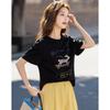 Demana Damen lockeres Baumwoll-T-Shirt mit Hasendruck