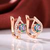 Xiaomi Huitan New Rose Gold Color Women's Hoop Earrings with Colored Cubic Zirconia Fashion Luxury Female Accessories Wedding Jewelry