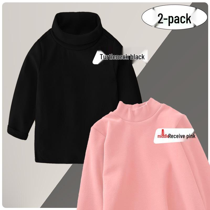 Camiseta Interior Básica de Algodón Puro de Manga Larga y Cuello Alto para Niñas Otoño/Invierno 2025