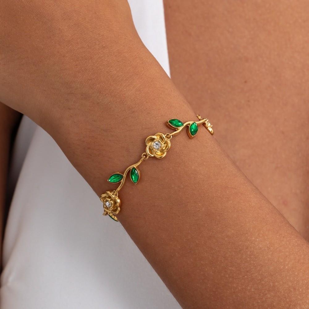 18K Gold Plated Stainless Steel Rose Bracelet Stackable Wrist Jewelry Stackable Layering Look
