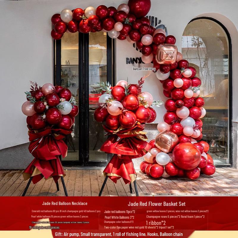 National Day Decorative Balloon Column & Flower Basket for Event Atmosphere