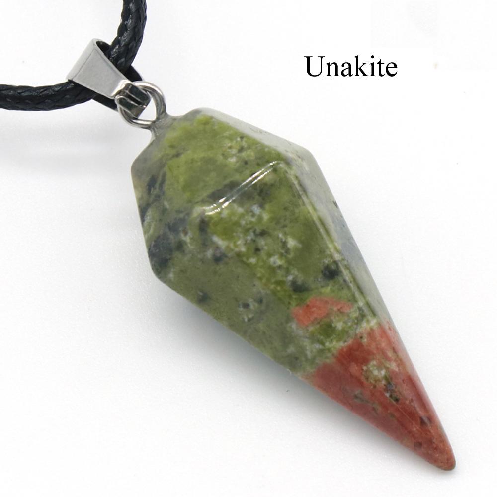 

1 шт. Энергетический натуральный камень конус ожерелье кулон, геометрический стиль рейки исцеление кристалл кулон ожерелья для женщин мужчин рождественские украшения подарки 1Pc/31×14mm