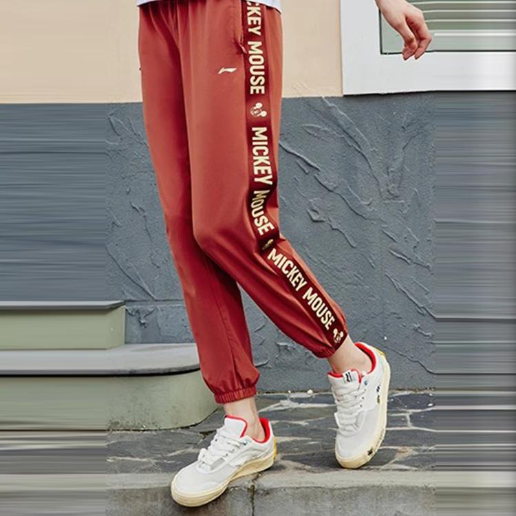 Li Ning X Disney Collaboration Logo Jogger Pants Women Bottoms Caramel AYKR200-3