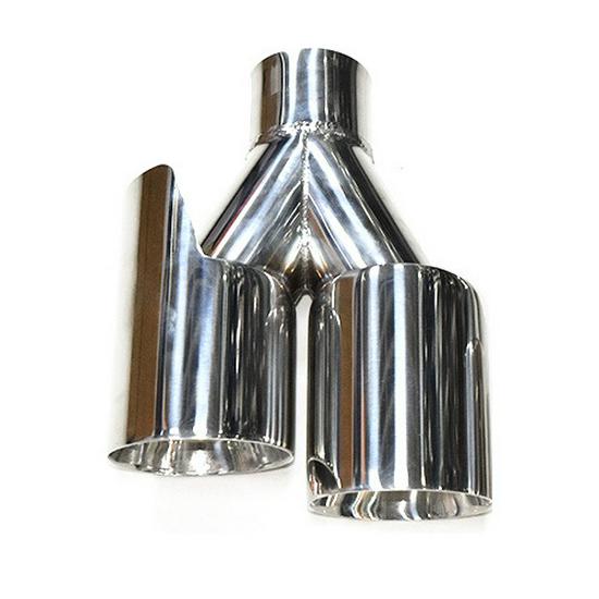 Universal Stainless Steel Car Exhaust Tailpipe: One-in-Two, Double Four-Out, Welded Edge Muffler.