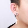 Newest 1 Pair Stainless Steel Cross Pendant Dangle Long Tassel Unisex Hoop Earrings Men/Women Punk Gothic Zircon Best Gifts