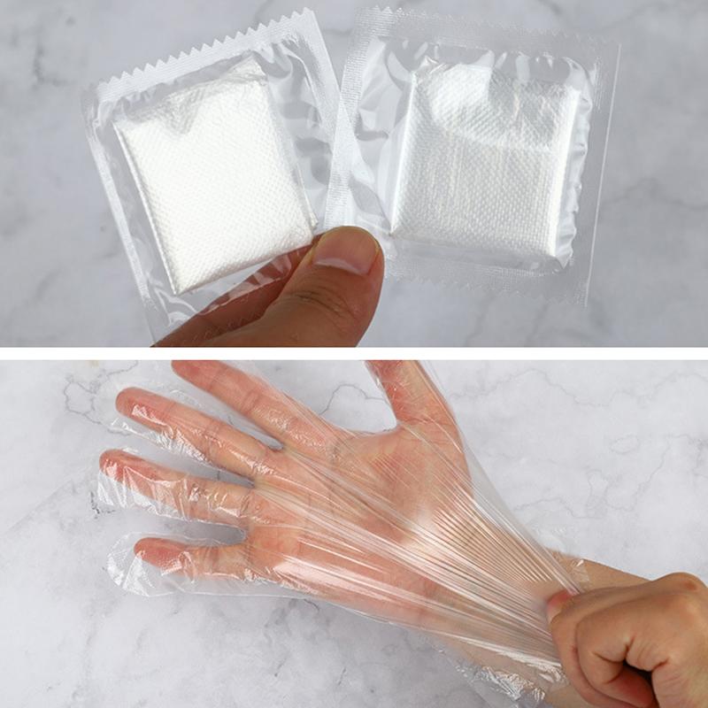 WTEMPO 200 Stück transparente Einweghandschuhe in Lebensmittelqualität, essbare Folienhandschuhe, Hygiene-Reinigungshandschuhe, Mehrzweck-Küchenbedarf
