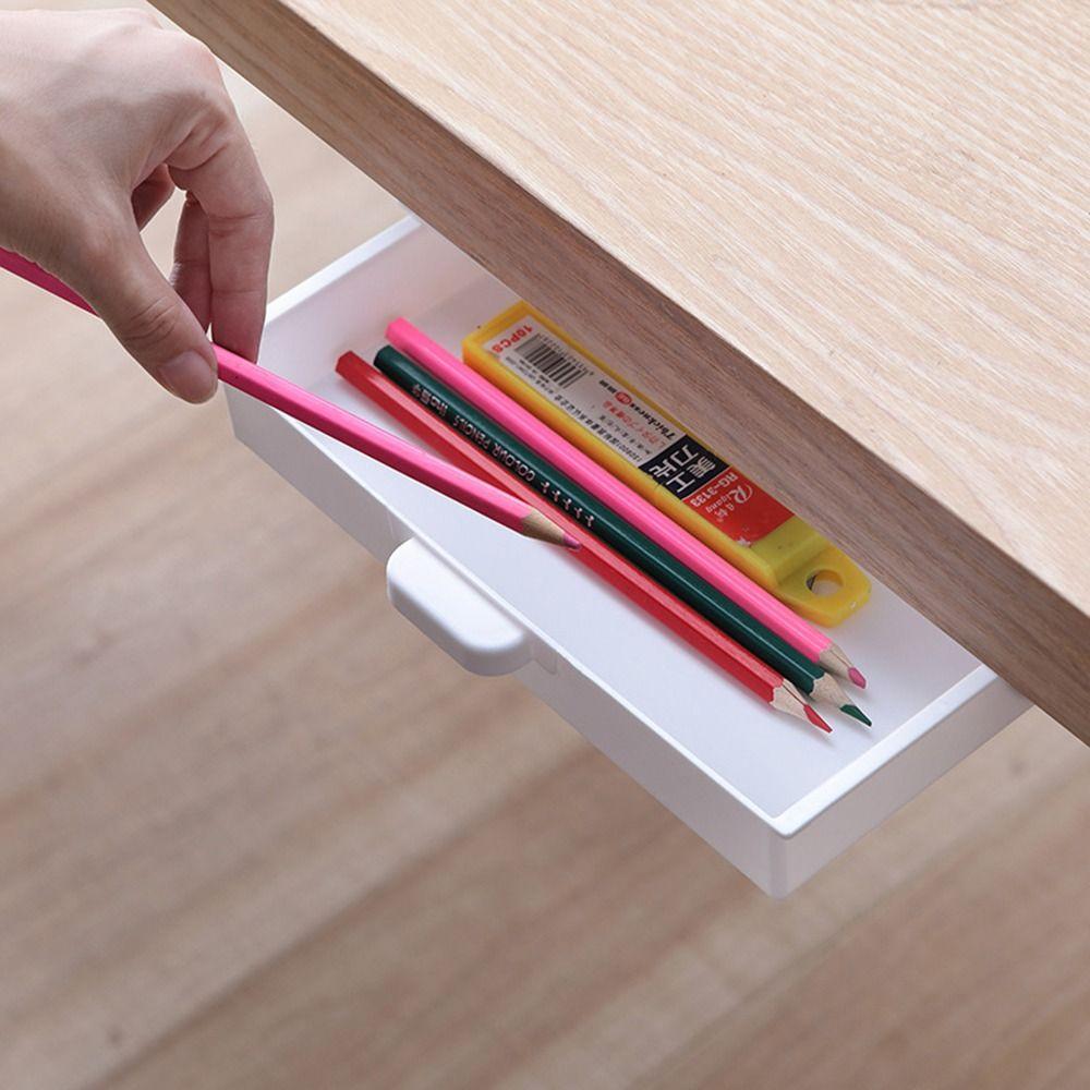 Save Space Desk Drawer Organizer Suspension Design Self Adhesive Storage Box Drawer Storage Box