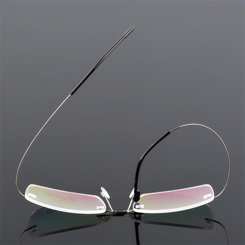 Alloy Superelastic Frameless Nearsighted Glasses Men Metal Minus Lens Rectangle Prescription Eyewear 0 To -6 Lightweight Durable