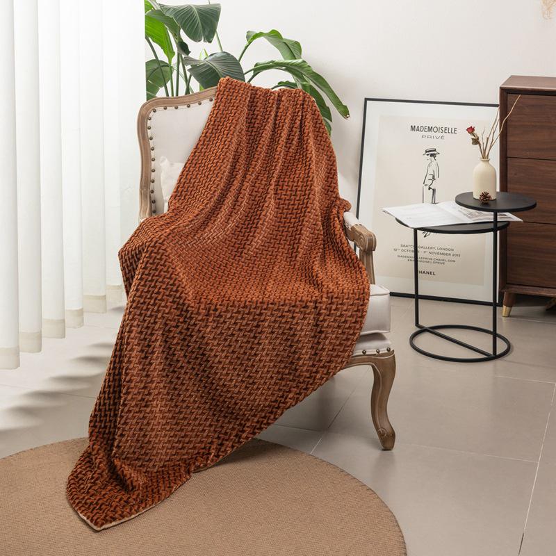 Jacquard Cationic Flannel Double-Layer Air Conditioning Nap Blanket