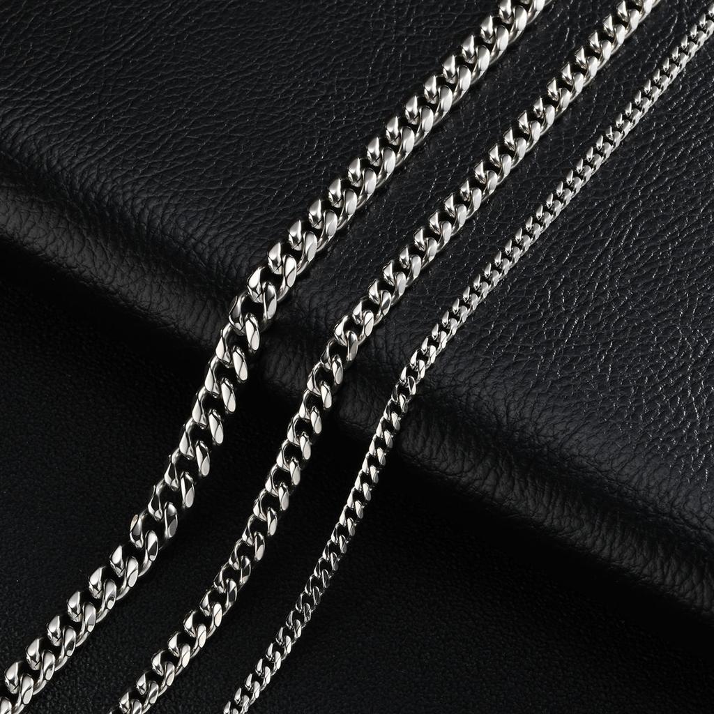 Vintage Cuban Chain Necklace for Men Women,3/5/7mm Stainless Steel Curb Link Chain Chokers,Casual Basic Punk Jewelry