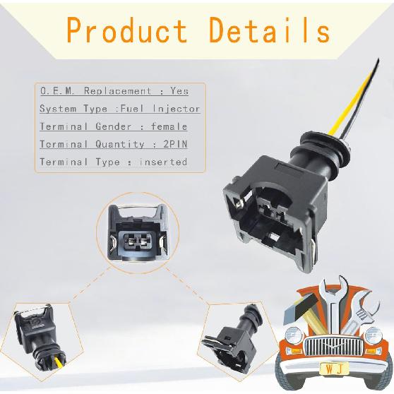 8Pcs Fuel Injectors Connector Plug Harness Pigtail Replacement for Ford Compatible with F150 F250 F350 E150 E250 Mustang Expedition Lincoln Mercury