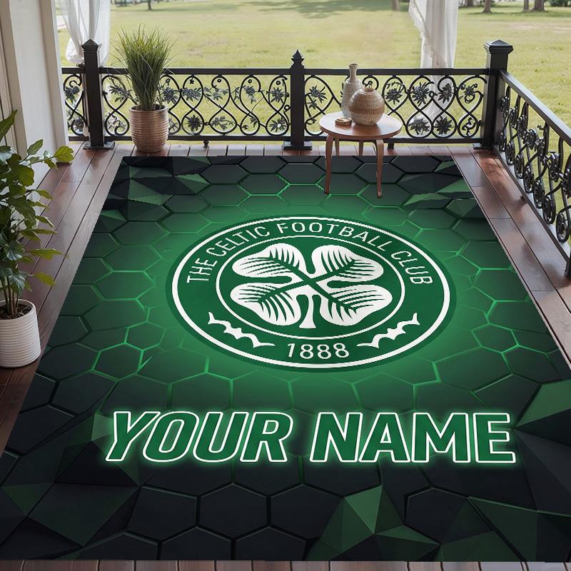 Custom Text Printed Rug Celtic FC Non Slip Floor Carpet For Home Room Decor