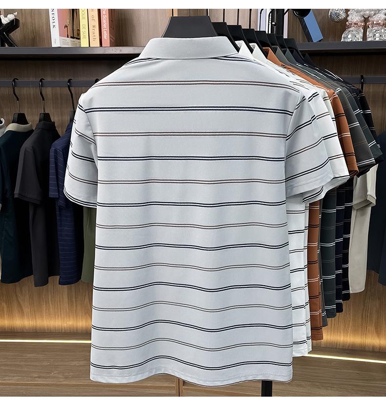 Polo Estiva a Righe da Uomo con Revers e Tasca Vera - Top Casual da Lavoro a Maniche Corte
