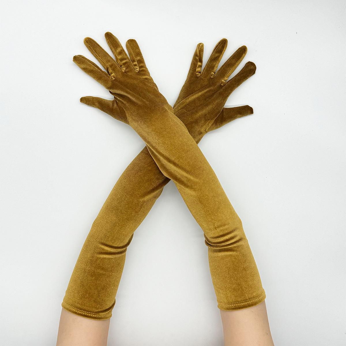 

Зимние длинные утолщенные перчатки из золотого бархата, перчатки для этикета, для сценических выступлений, винтажные перчатки для выпускного вечера 1920-х годов One size верблюд
