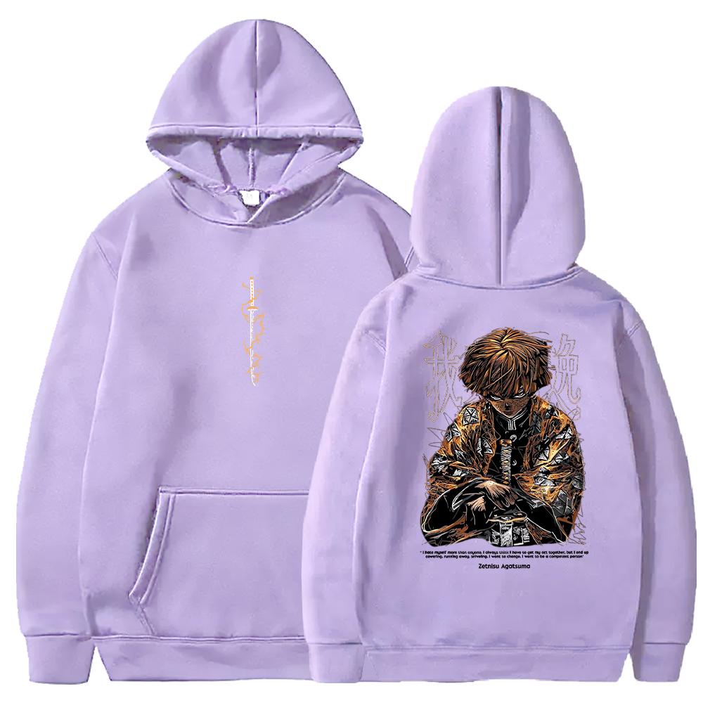 Manga Demon Slayer Zenitsu Graphic Hoodies for Men Women Clothing Fall Winter Fleece Loose Sweatshirts Casual Hooded Streetwear