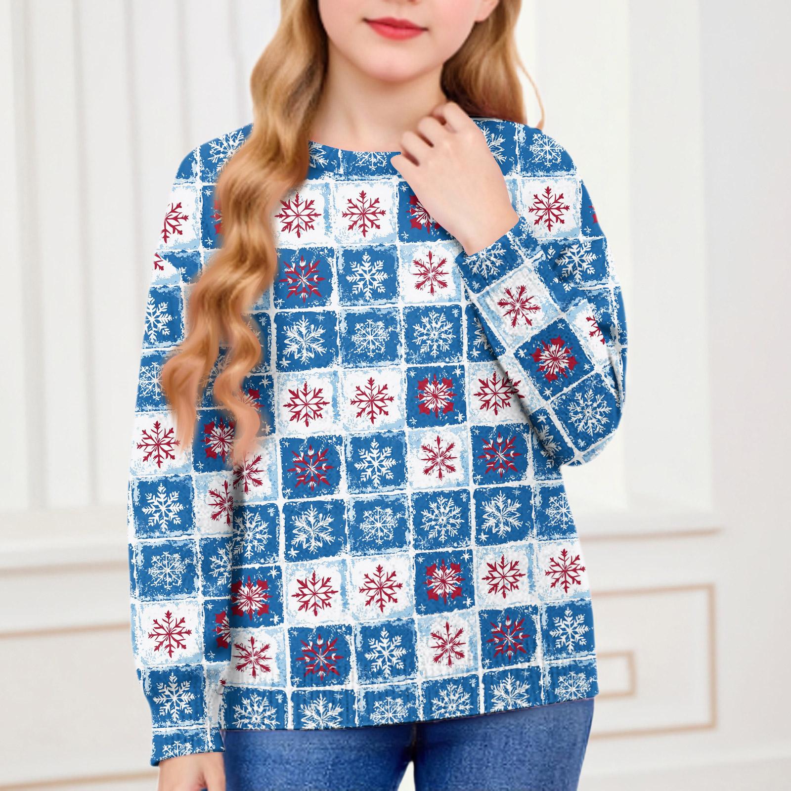 

Рождественские свитшоты для детей мальчиков и девочек вязаный свитер милая рубашка осенний пуловер с круглым вырезом топы 160 синий