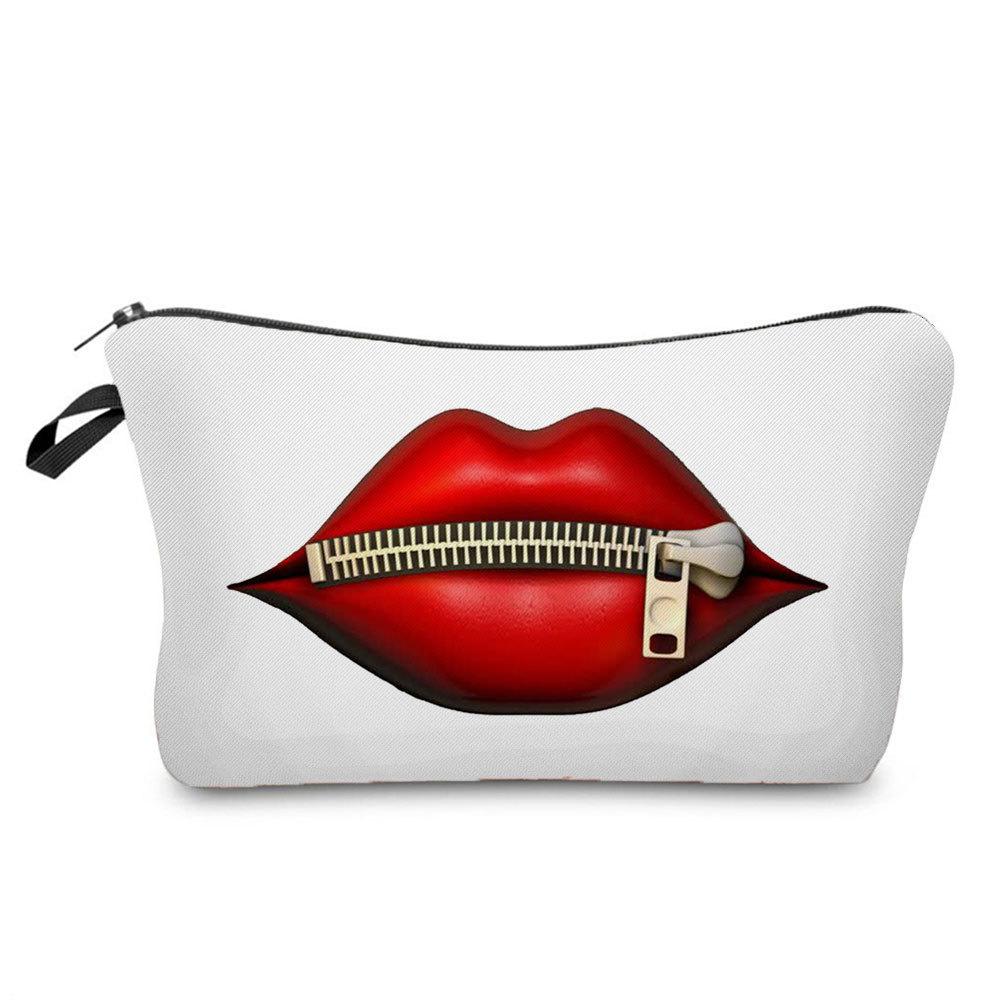Women Lips Print Cosmetic Bag Toiletries Organize Travel Storage Case 6382