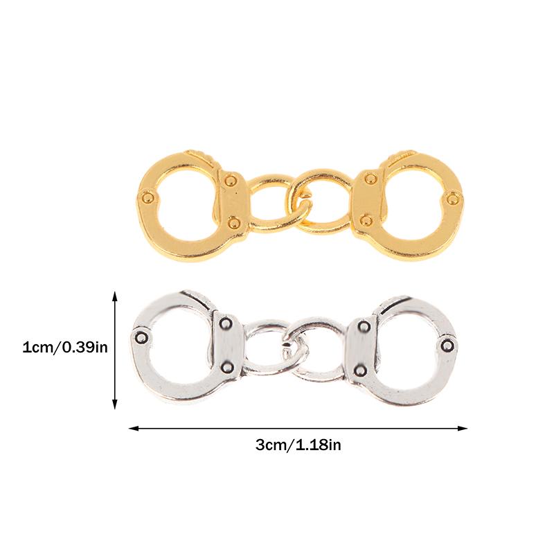 20Pcs/Pack Alloy Simulated Small Handcuffs Charms Connectors Link Handcuffs Pendant For Necklace Bracelet Jewelry Making