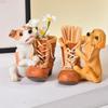 Home Accent Dog Boot Figurine with Holder for Desk Shelf Display and Window Side Placement In Small Room Home
