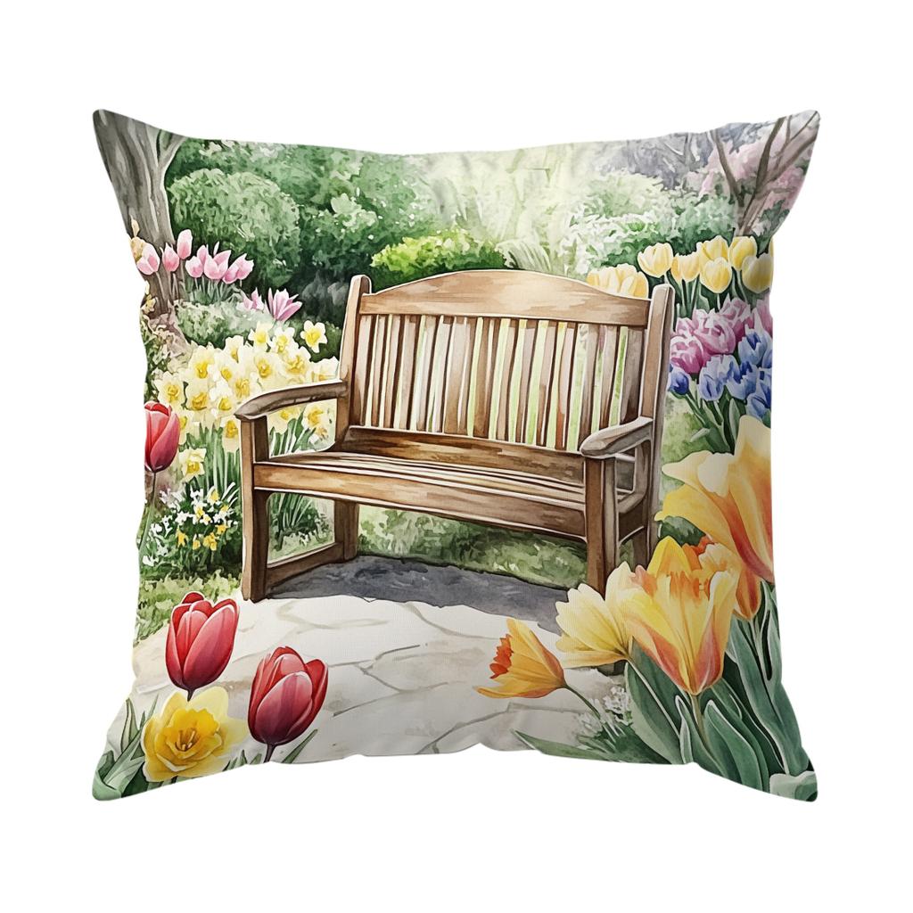 Spring Garden Cushion Pillowcase Printed Polyester 40/45/50cm Throw Pillowcover Decorative Sofa Cushion Pillowslip Home Decor
