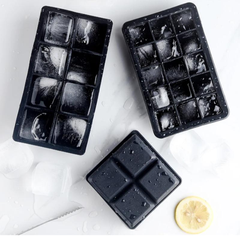 Ice Cube Trays Silicone Reusable Large Square Ice Cube Molds with Removable Lids,Stackable Big Ice Trays for Freezer,Whiskey