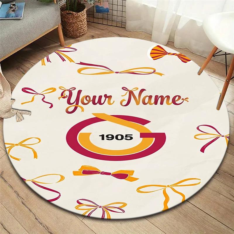 Cherry Blossom Journey Custom Name Round Area Rug Carpet Rug For Living Room Bedroom Sofa Playroom Decor Nonslip Floor Mat
