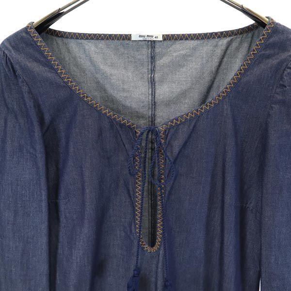 MIUMIU made in Italy Long sleeve one piece 40 Navy system Women Used