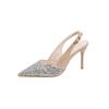 Fashion Sequin Sequin Strap Wrapped Toe Sandals Autumn New Pointed Toe Shallow Mouth Metal Buckle Non-slip Stiletto Heels