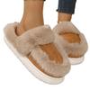 Fashion Winter Women Platform Fur Slippers New Femme Short Plush Flats Home Warm Cotton Shoes Suede Slides Half Slippers Snow Boots