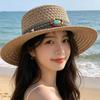 Ethnic Style Ribbon Flat Top Outdoor Straw Hat Sun Hat Beach Knight Travel Mountaineering Ethnic Sun Protection Hat Tibetan