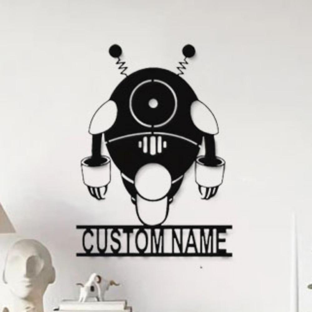 Benutzerdefinierte Roboter-Metall-Wandkunst Personalisierte Namensskulptur für Zuhause Kinderzimmerdekoration