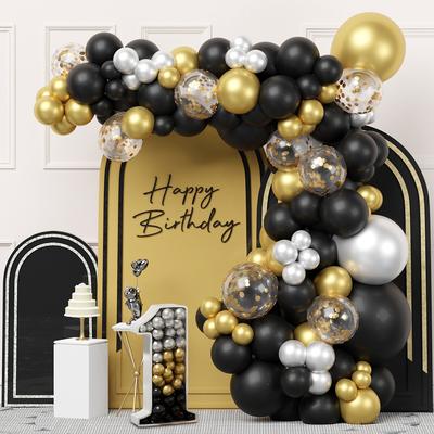 Zestaw łuków z girlandą balonową w kolorze czarnym i złotym, balon konfetti, dekoracja na przyjęcie urodzinowe z okazji 30, 40, 50. rocznicy urodzin