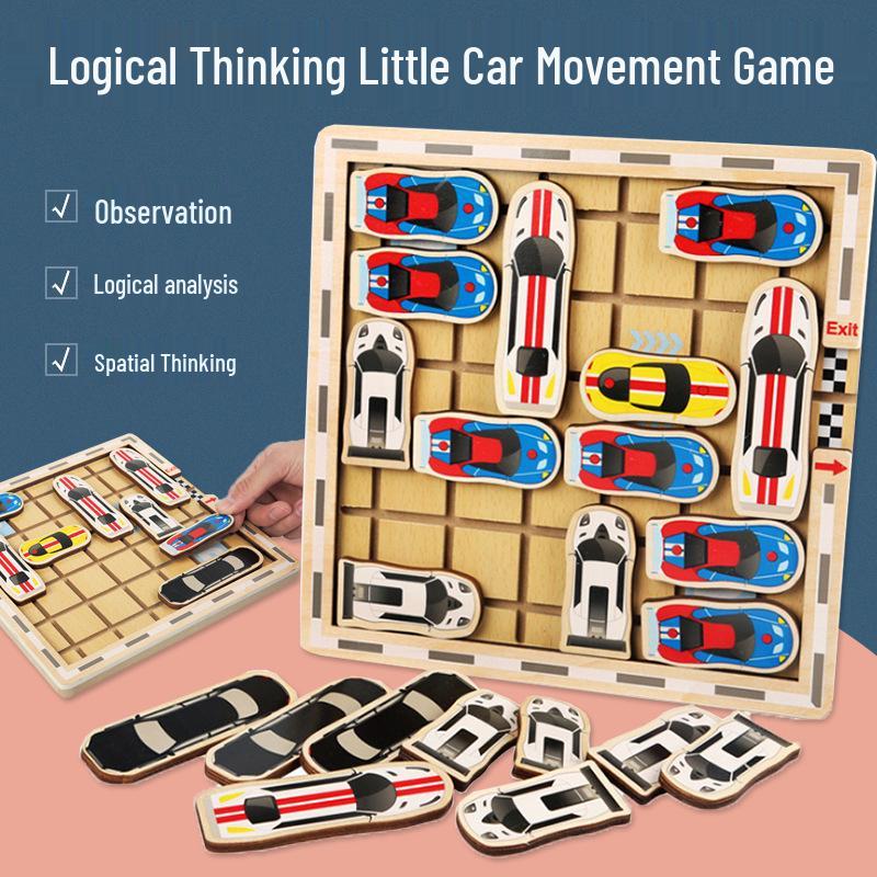 Children s Educational Wooden Car Maze Game - Huarongdao Puzzle for Problem Solving and Spatial Thinking