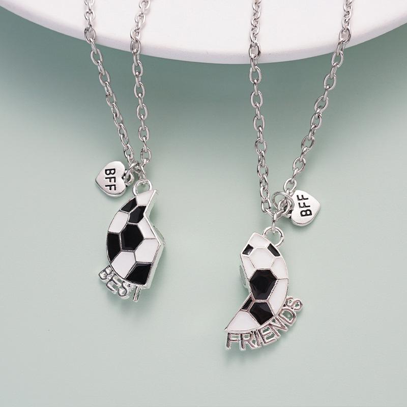 Magnetic Best Friends Football Necklace Set - Alloy Clavicle Chain for Couples