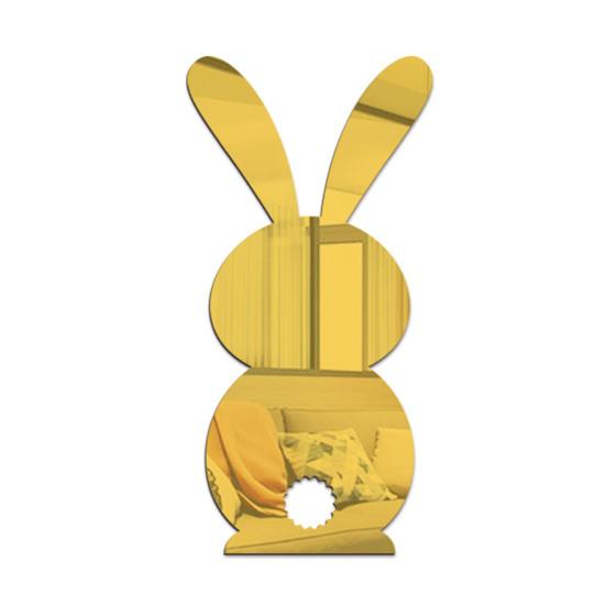 Autocollant mural décoratif attrayant couleur unie, miroir en forme de lapin, décalcomanies de carreaux, décoration de maison, DIY bricolage