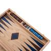 Backgammon de Luxe Bois - ENGELHART - 18 pouces (52x45,5 cm) Bois de ronce &amp; noyer - Pions bleu/brun - Valise rigide