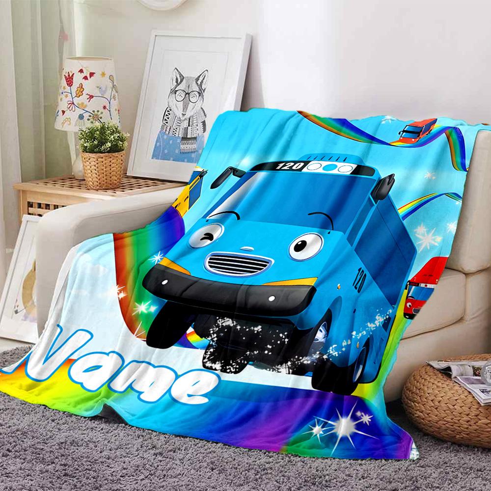 Coperta Personalizzata Nome Personalità Tayo il Piccolo Autobus Morbida e Calda per Divano Ufficio Letto Viaggio Pausa Pranzo, Regalo Adatto a Tutte le Stagioni