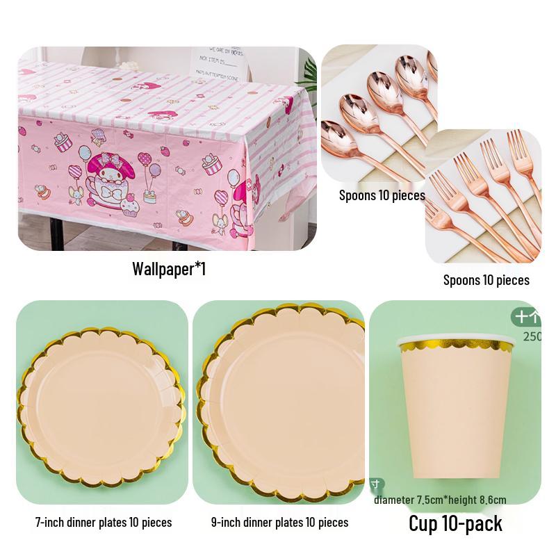 Disposable Party Supplies Set: Paper Plates and Cups for Birthdays and Weddings