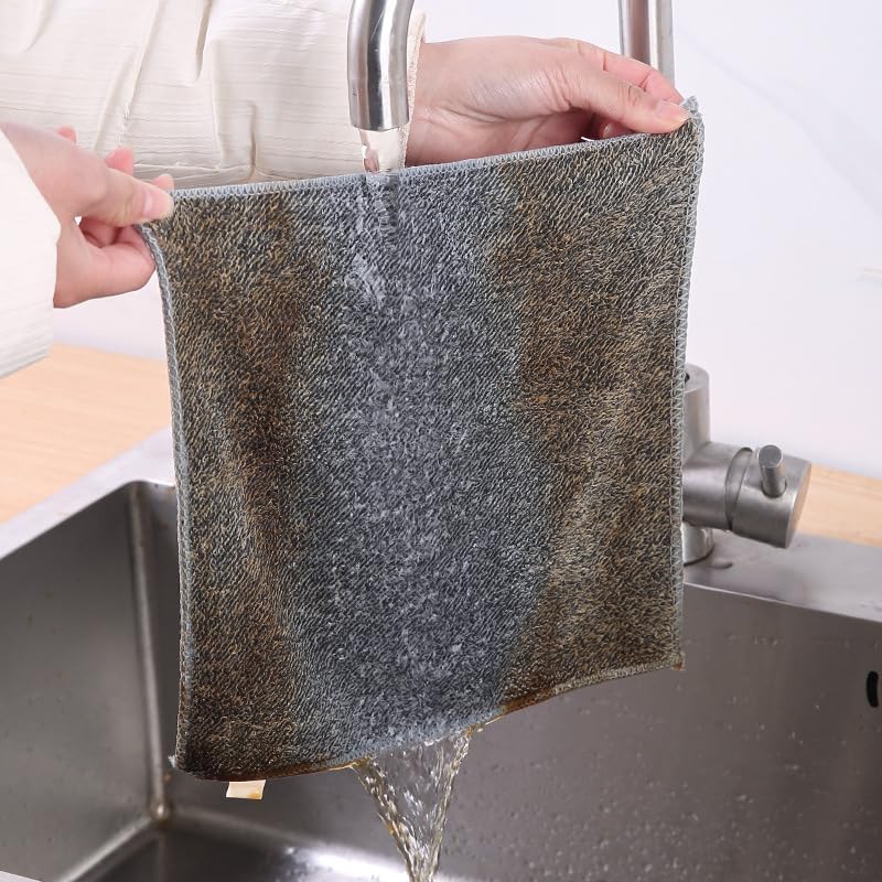 50/1Pcs Microfiber Bamboo Charcoal Cleaning Towel Super Absorbent Non-Stick Oil Soft Dish Wipe Kitchen Towel Cleaning Cloth Rags