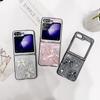 Tide Brand Epoxy Is Suitable for Samsung Zflip5 Mobile Phone Case Folding Zflip4/3 Three-dimensional Bow Rhinestone Protective Case.
