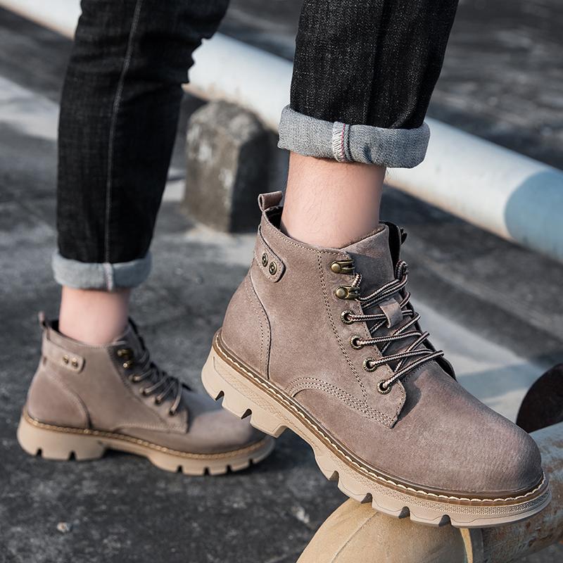 Pánské kotníkové boty z pravé kůže Volnočasový a módní designový styl Venkovní motocyklová kancelářská párty kvalita Silná podrážka sho