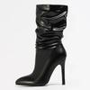 Women Side Zipper High Thin Heel Mid-calf Boots for Office Business Nightclub Party Wedding Model Catwalk Show