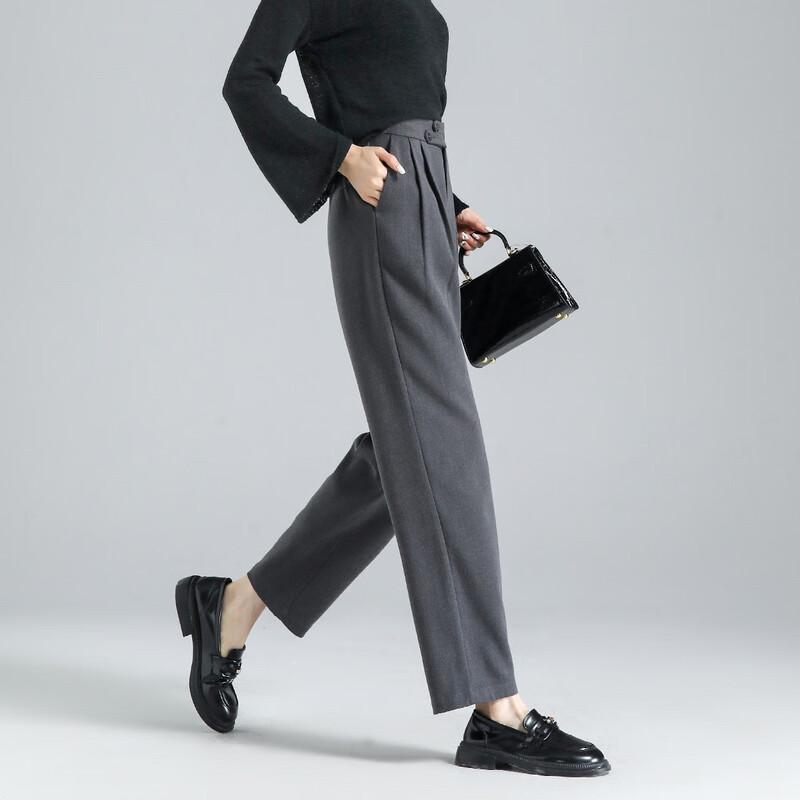 Women's Commuter Tapered Harem Pants with Asymmetric Pleats