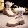 Women's Winter Warm Platform Snow Boots Slip On Low Chunky Block Heel Ankle Booties With Faux Fur Lined Side Zipper Walking Short Boot Shoes for Women