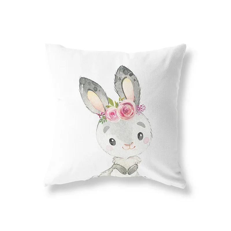 Cute Rabbit Giraffe Animals Children Room Decor Polyester  Cushion Cover Sofa Pillow  Home Decoration Throw Pillowcase