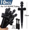 1/4" Misting Nozzles with Stake Adjustable Atomizer Sprayers 4/6mm Quick Push Slip Lock Outdoor Irrigation Watering Sprinklers