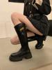 Thin-soled Maillard Knight Boots Foreign  Small Versatile Metal Boots Women