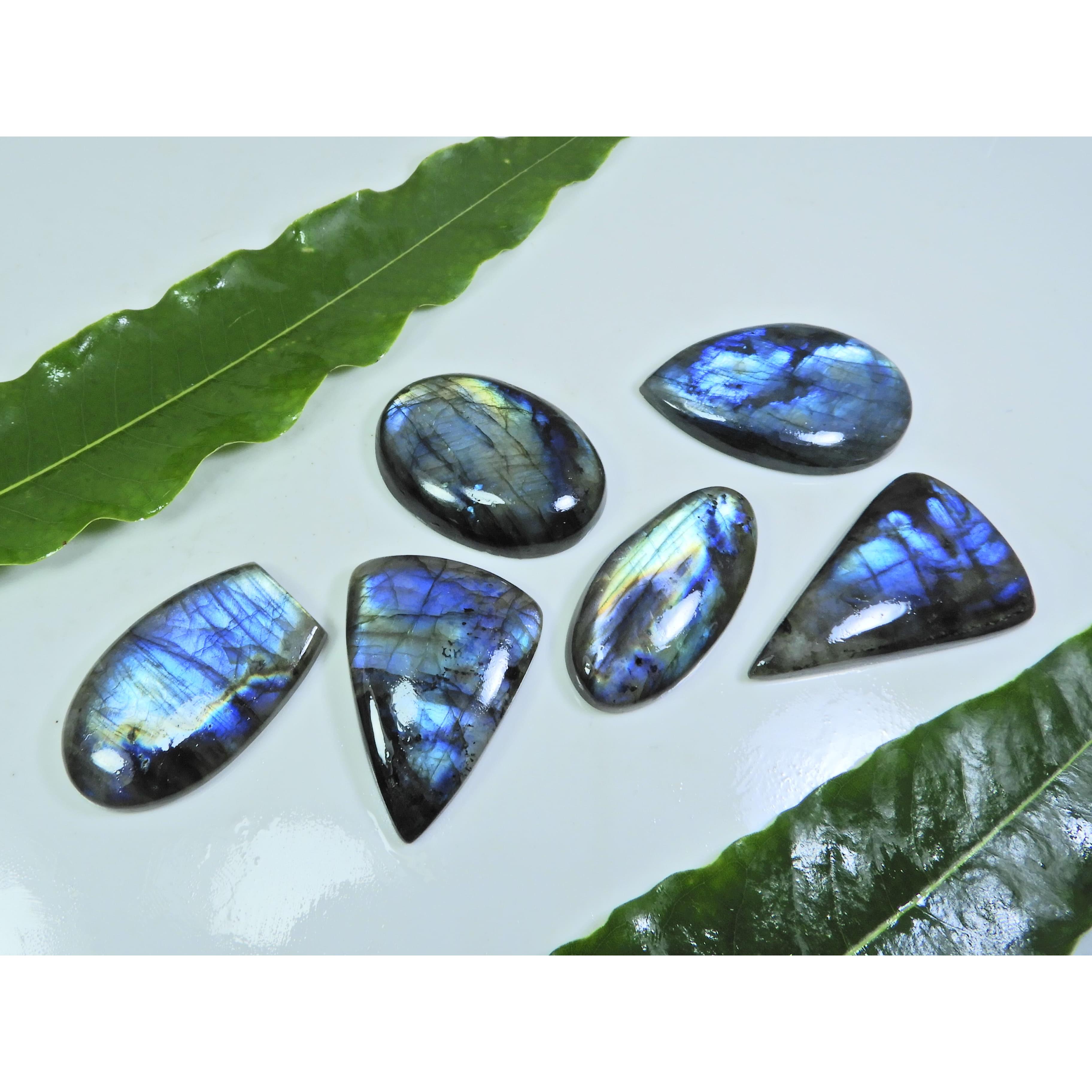 

19X40-26X44MM Natural Multi Labradorite Mix Cabochon Loose Gemstone 6Pcs Lot LL-930